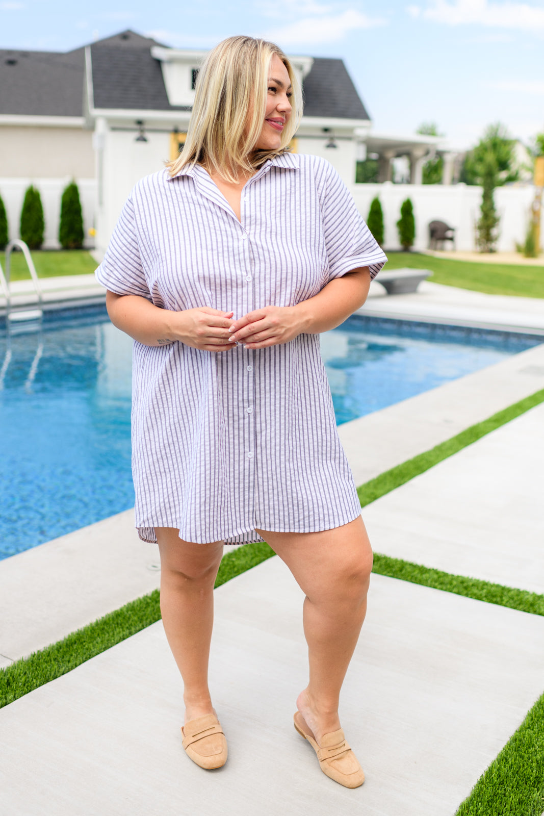 BeautybyShree Cornelia Striped Shirt Dress