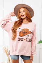 BeautybyShree Cow Girl Graphic Pullover in Dusty Pink