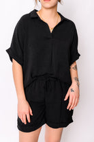 BeautybyShree Because I Said So Dolman Sleeve Top in Black