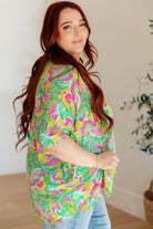 BeautybyShree Essential Blouse in Painted Green and Pink