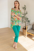 BeautybyShree Essential Blouse in Painted Green and Pink