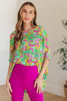 BeautybyShree Essential Blouse in Painted Green and Pink