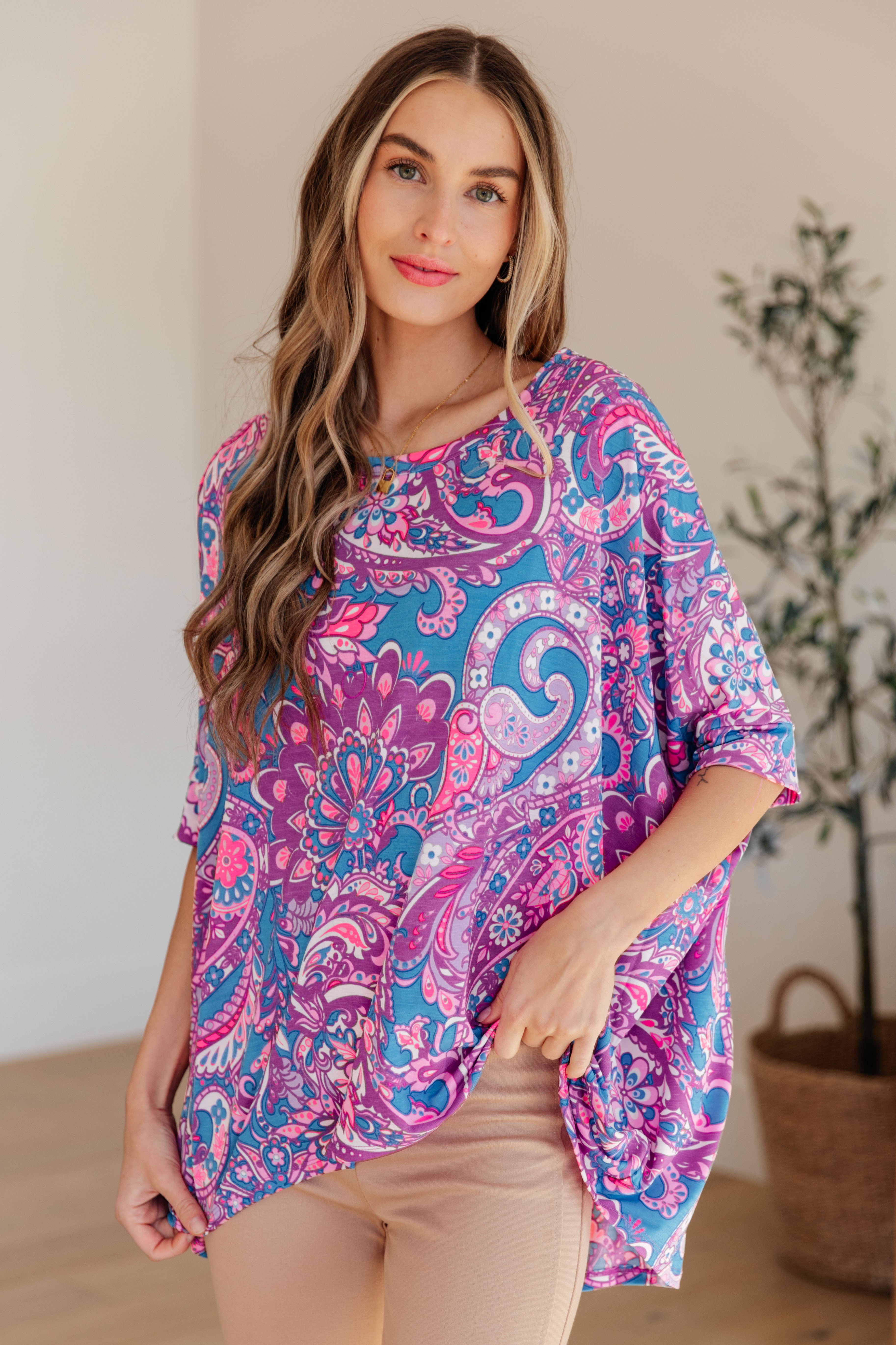 BeautybyShree Essential Blouse in Purple Paisley