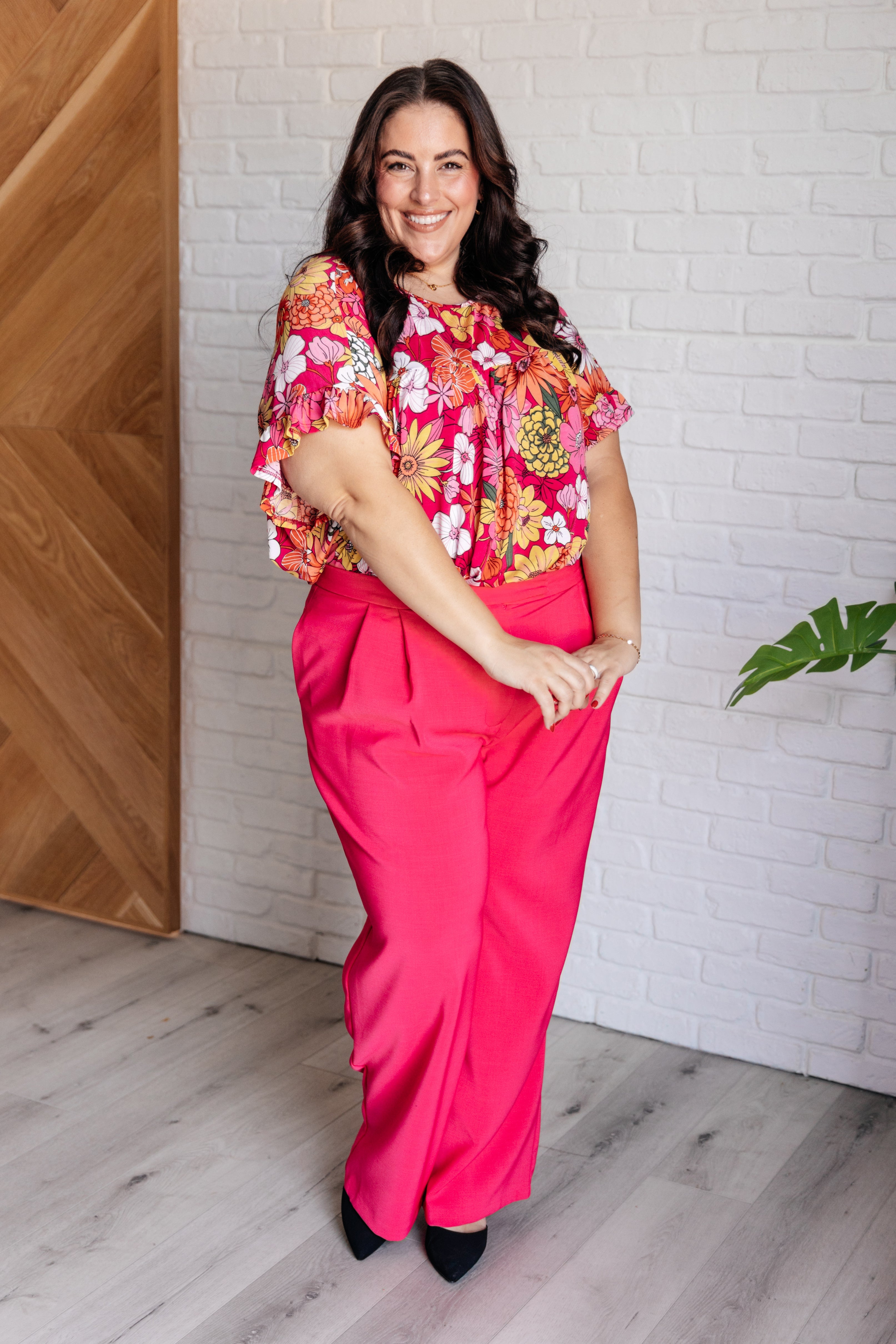 BeautybyShree Flit About Floral Top in Pink