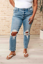 BeautybyShree Frankie High Waist Distressed Boyfriend Jeans