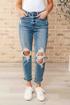 BeautybyShree Frankie High Waist Distressed Boyfriend Jeans