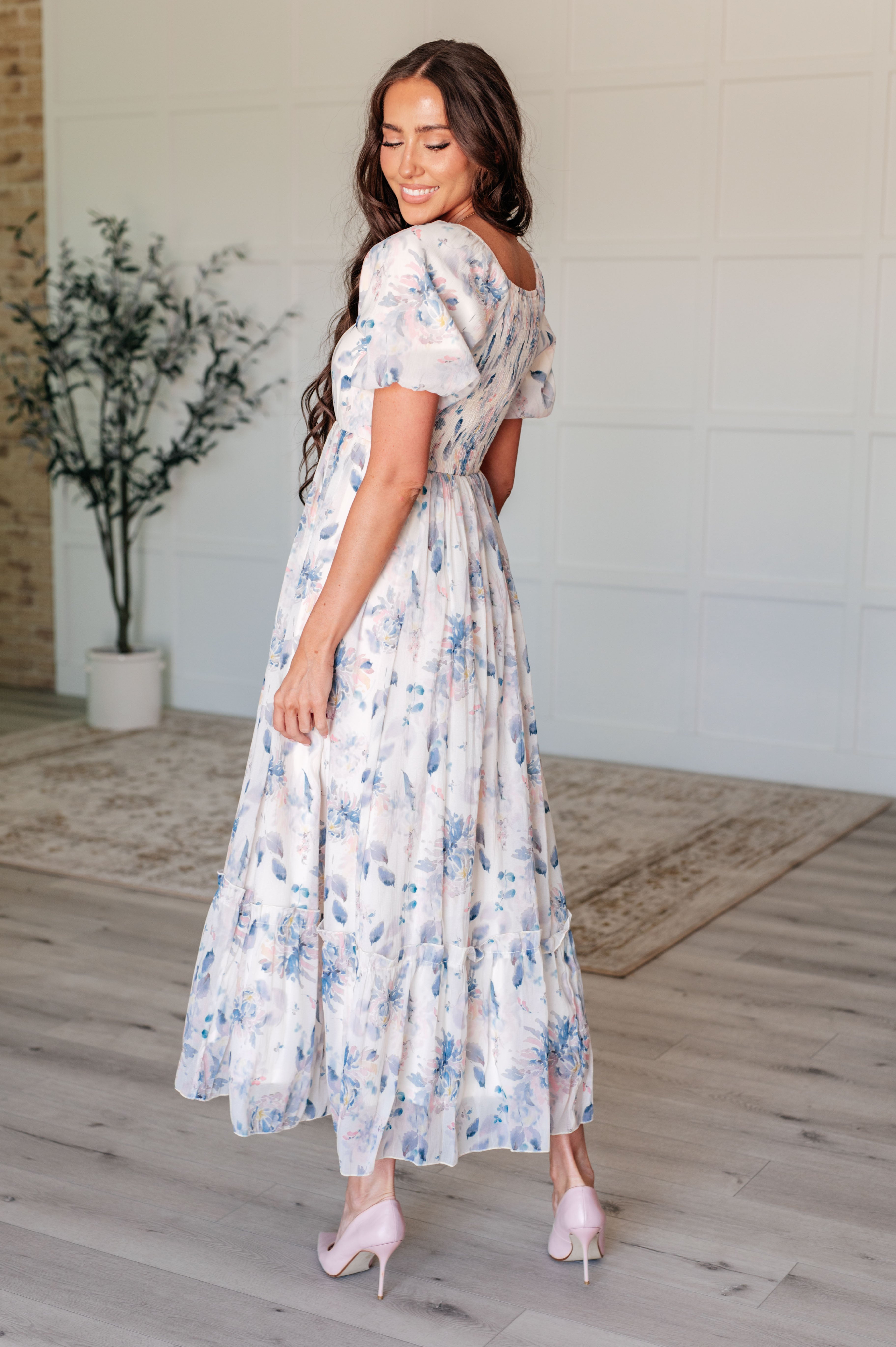 BeautybyShree Gentle Yet Strong Balloon Sleeve Floral Dress