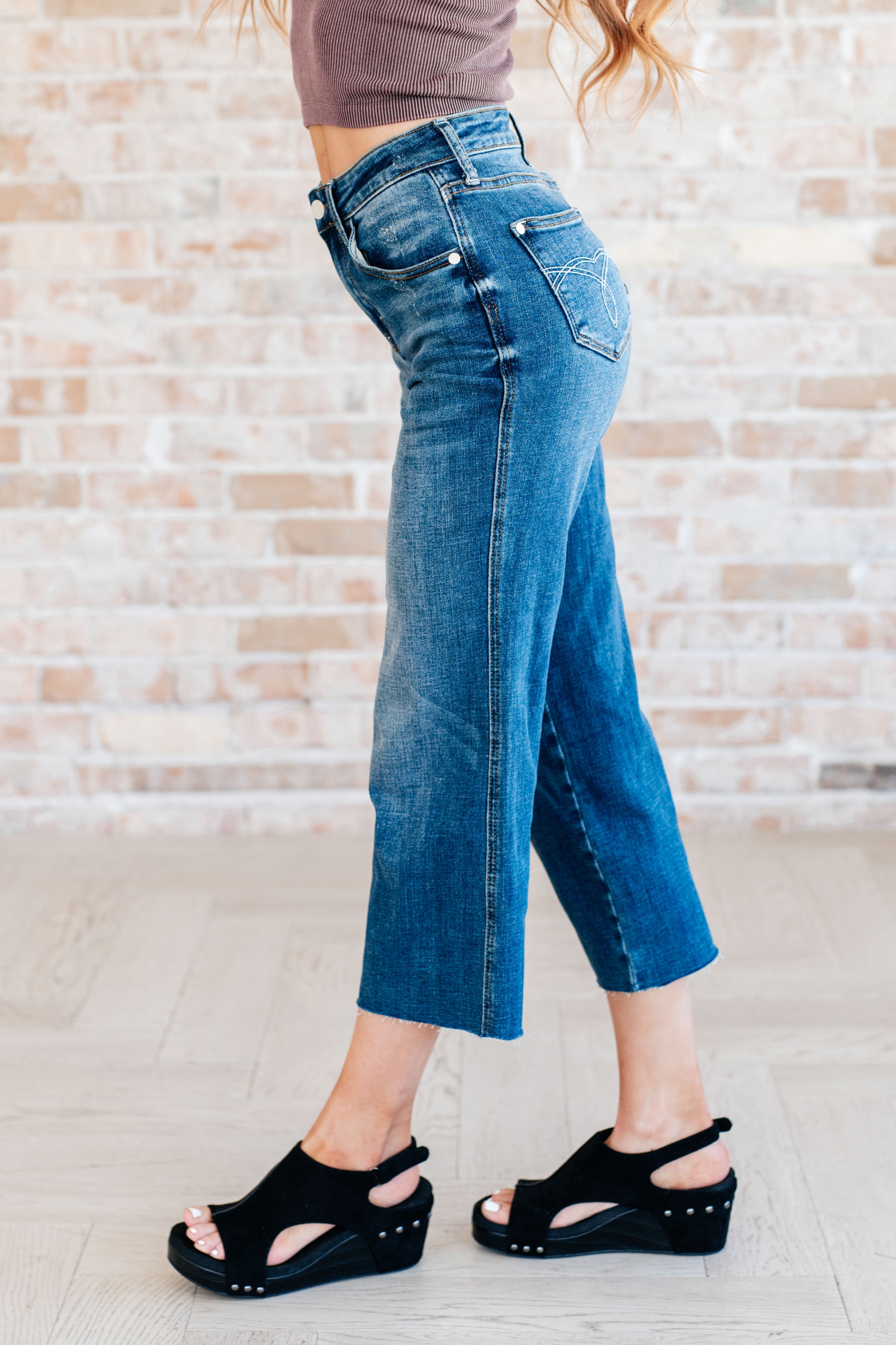 BeautybyShree Hayes High Rise Wide Leg Crop Jeans