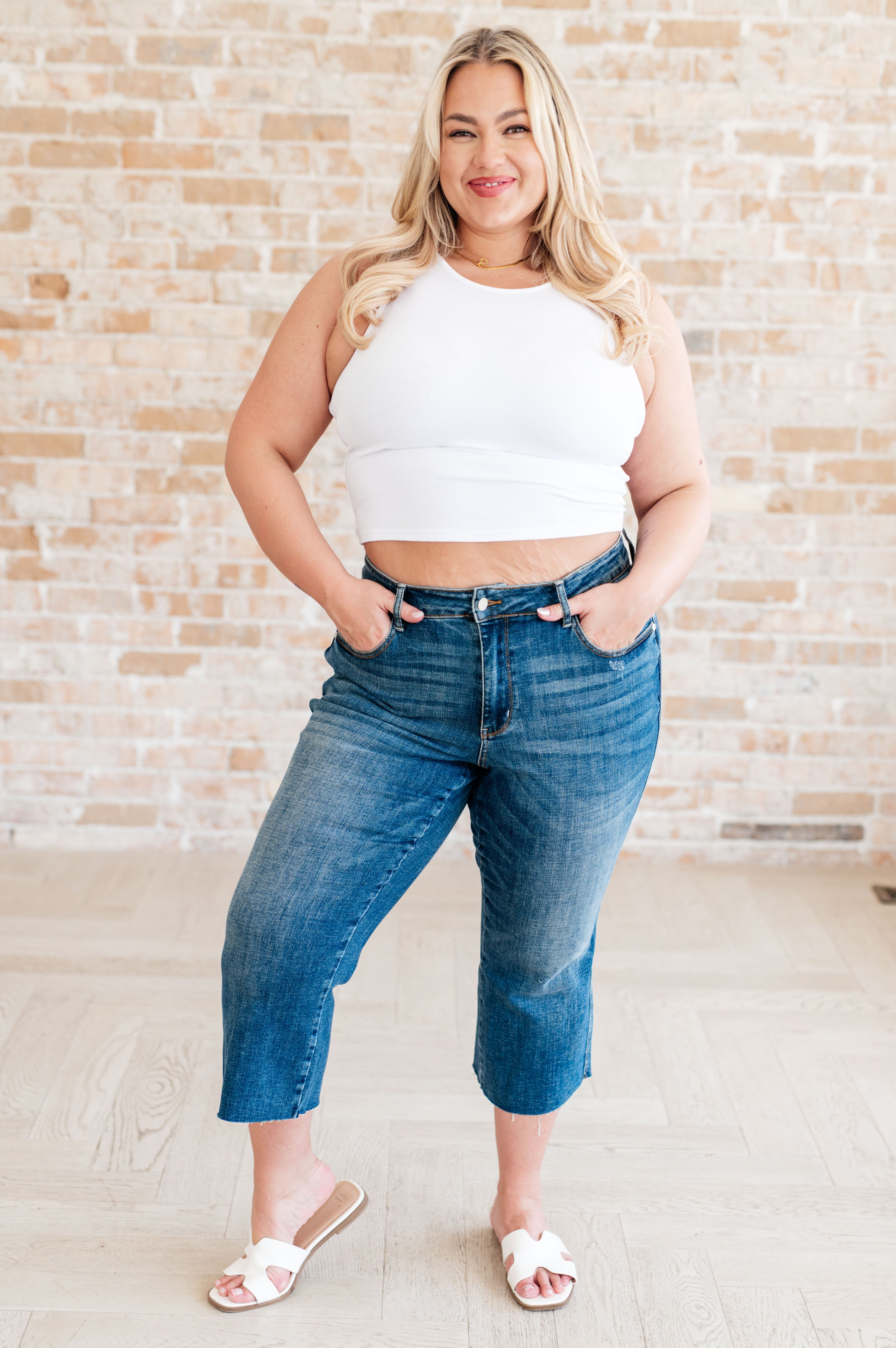 BeautybyShree Hayes High Rise Wide Leg Crop Jeans