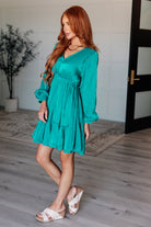 BeautybyShree Head Held High V-Neck Balloon Sleeve Dress