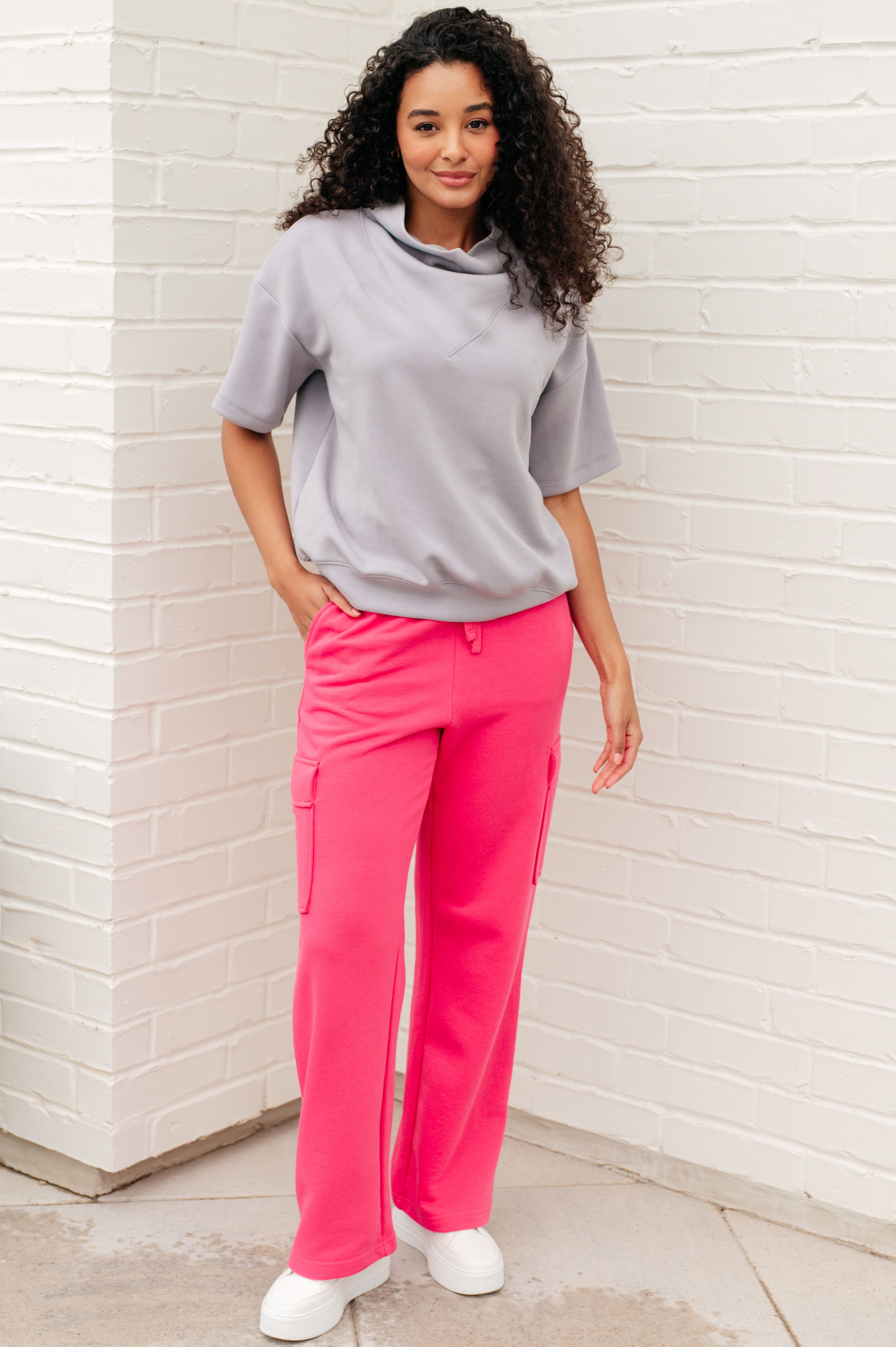 BeautybyShree Run, Don't Walk Cargo Sweatpants in Flamingo Pink