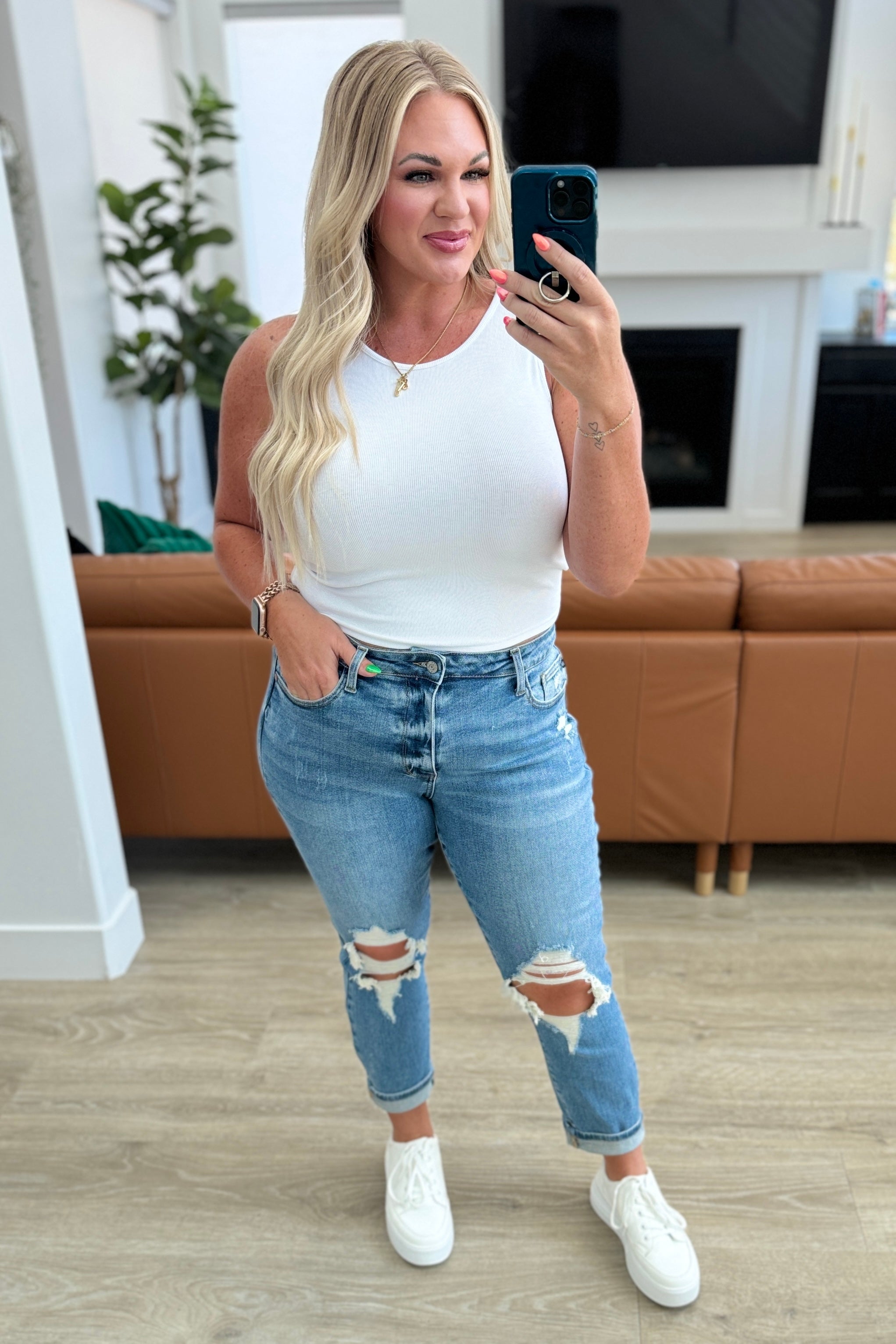 BeautybyShree Frankie High Waist Distressed Boyfriend Jeans