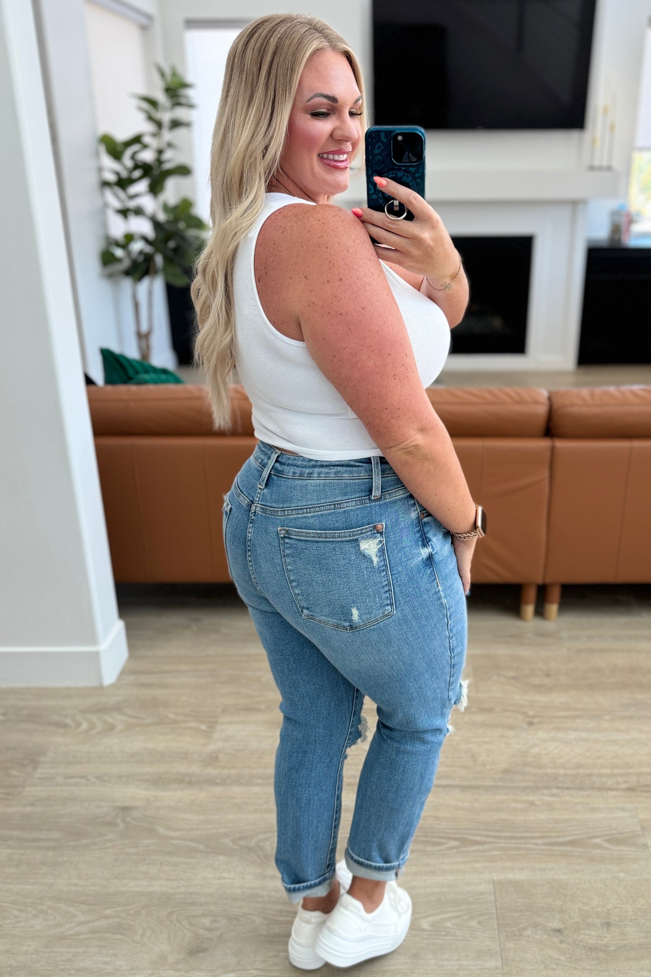 BeautybyShree Frankie High Waist Distressed Boyfriend Jeans