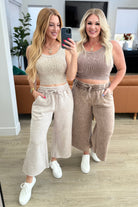 BeautybyShree Acid Wash Wide Leg Sweatpants in Mocha