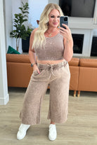 BeautybyShree Acid Wash Wide Leg Sweatpants in Mocha