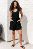 BeautybyShree I Want You Back Linen Blend Shortalls in Black