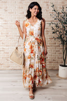 BeautybyShree It's All Sunshine V-Neck Floral Dress in Orange