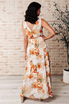 BeautybyShree It's All Sunshine V-Neck Floral Dress in Orange