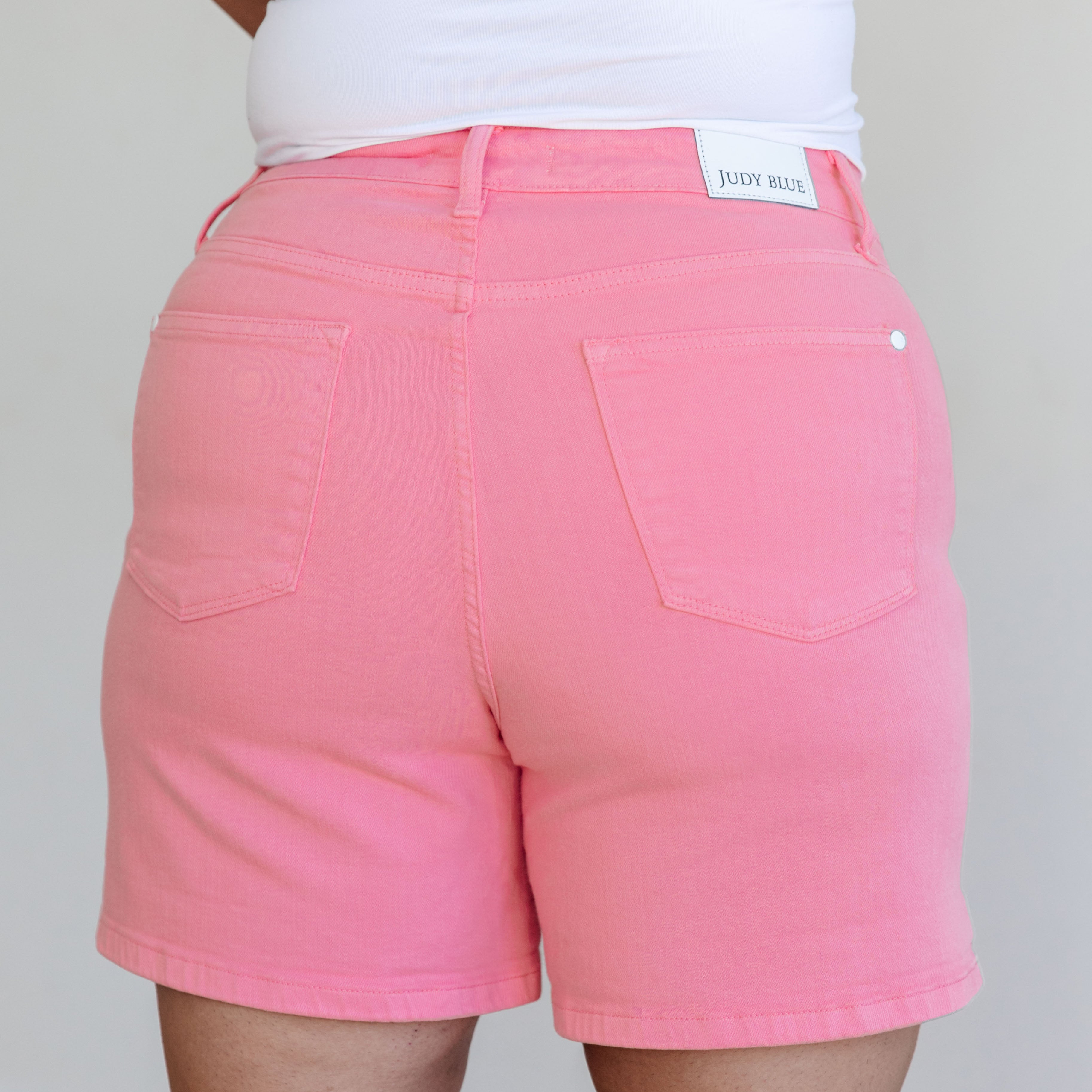 Jenna High Rise Control Top Cuffed Shorts in Pink