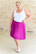 BeautybyShree Just a Flirt Pleated Skirt in Magenta