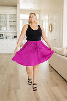 BeautybyShree Just a Flirt Pleated Skirt in Magenta