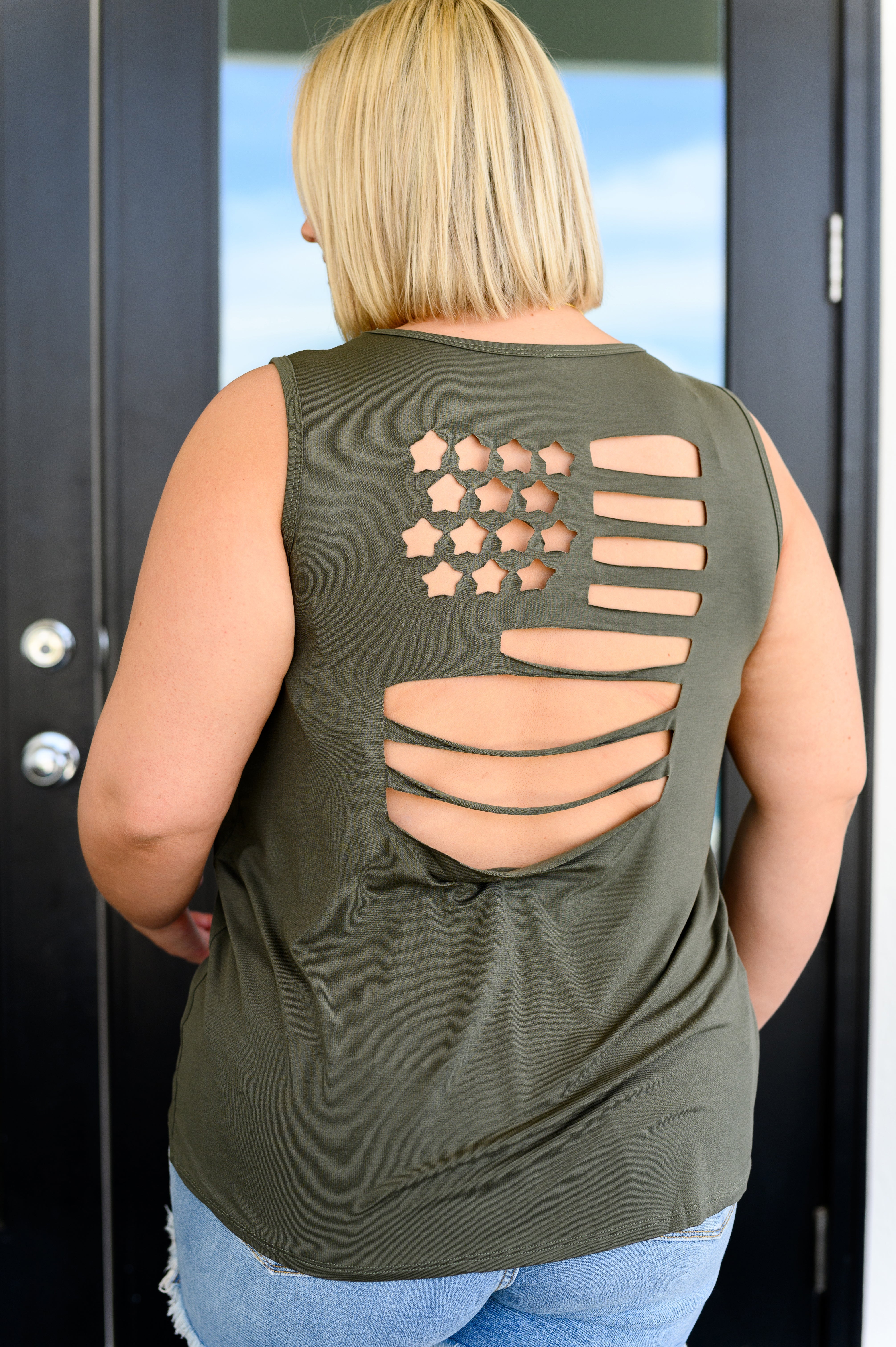 BeautybyShree Land of the Free Tank in Olive