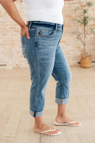 BeautybyShree Laura Mid Rise Cuffed Skinny Capri Jeans