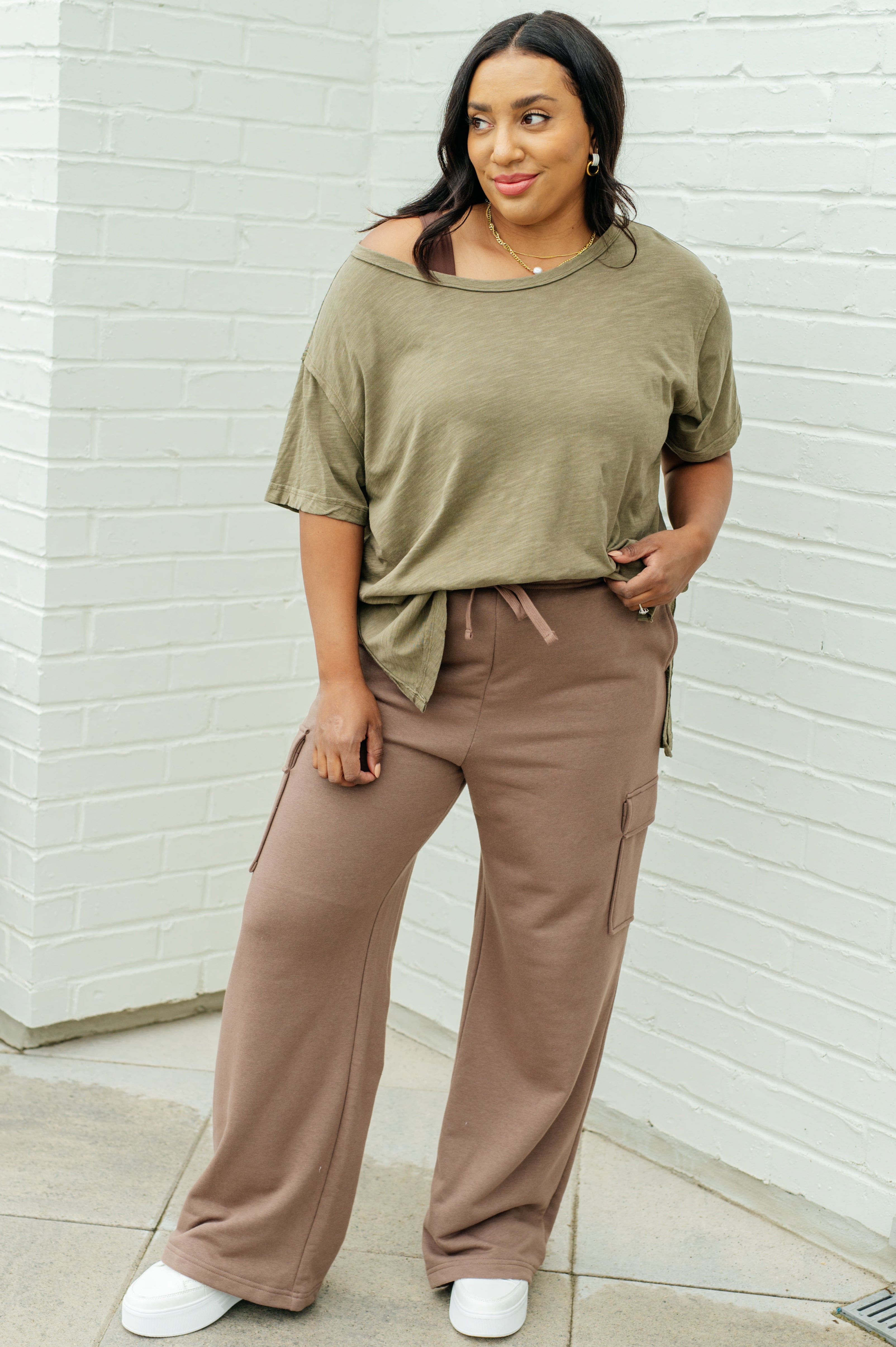 BeautybyShree Let Me Live Relaxed Tee in Army