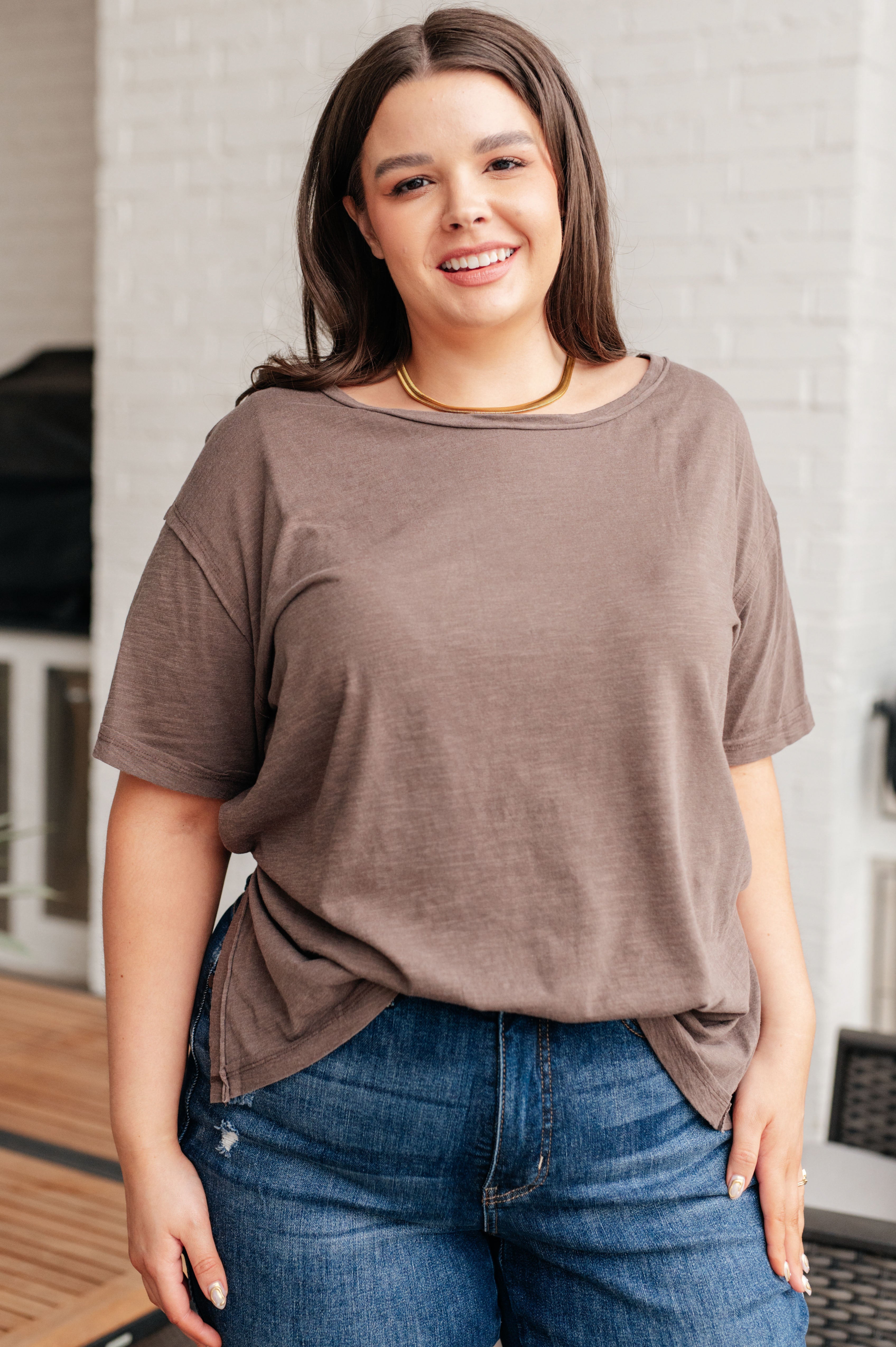 BeautybyShree Let Me Live Relaxed Tee in Brown