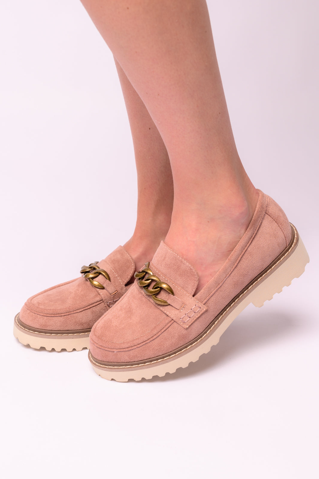 BeautybyShree Literally Loafers in Blush Faux Suede