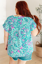 BeautybyShree Lizzy Cap Sleeve Top in Magenta and Teal Paisley