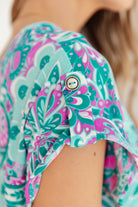 BeautybyShree Lizzy Cap Sleeve Top in Magenta and Teal Paisley