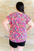 BeautybyShree Lizzy Cap Sleeve Top in Fuchsia and Green Floral Paisley