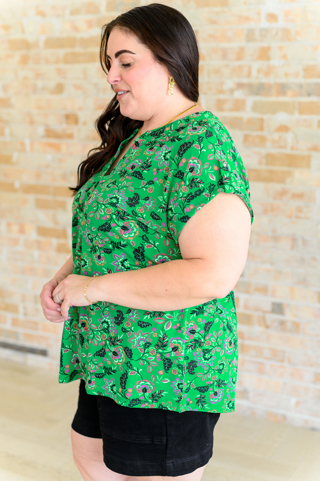 BeautybyShree Lizzy Cap Sleeve Top in Green and Black Floral