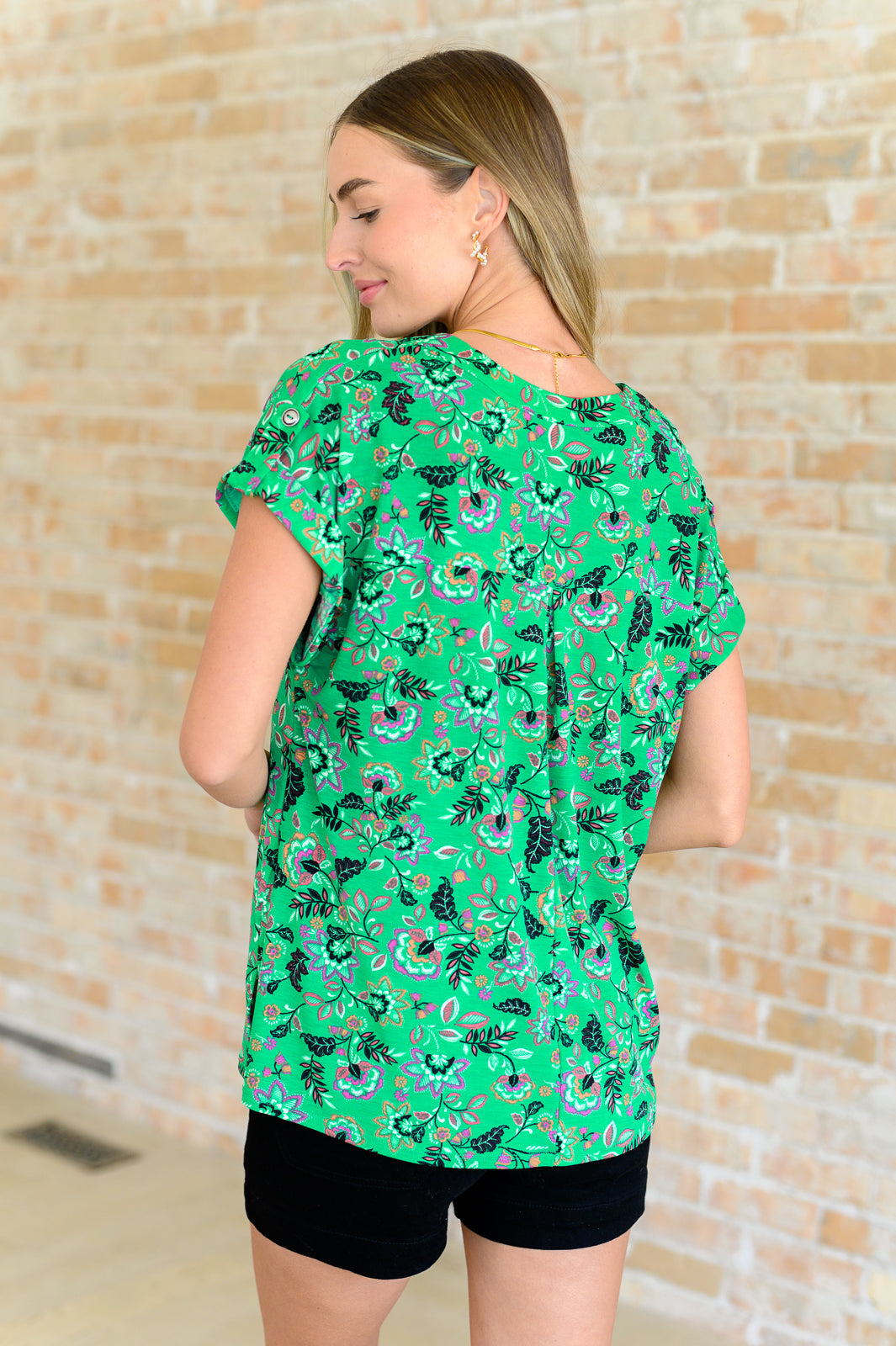 BeautybyShree Lizzy Cap Sleeve Top in Green and Black Floral