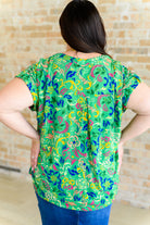 BeautybyShree Lizzy Cap Sleeve Top in Green and Royal Watercolor Floral