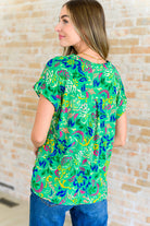 BeautybyShree Lizzy Cap Sleeve Top in Green and Royal Watercolor Floral