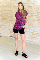 BeautybyShree Lizzy Cap Sleeve Top in Pink and Black Zebra