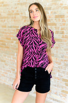 BeautybyShree Lizzy Cap Sleeve Top in Pink and Black Zebra