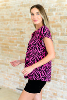 BeautybyShree Lizzy Cap Sleeve Top in Pink and Black Zebra