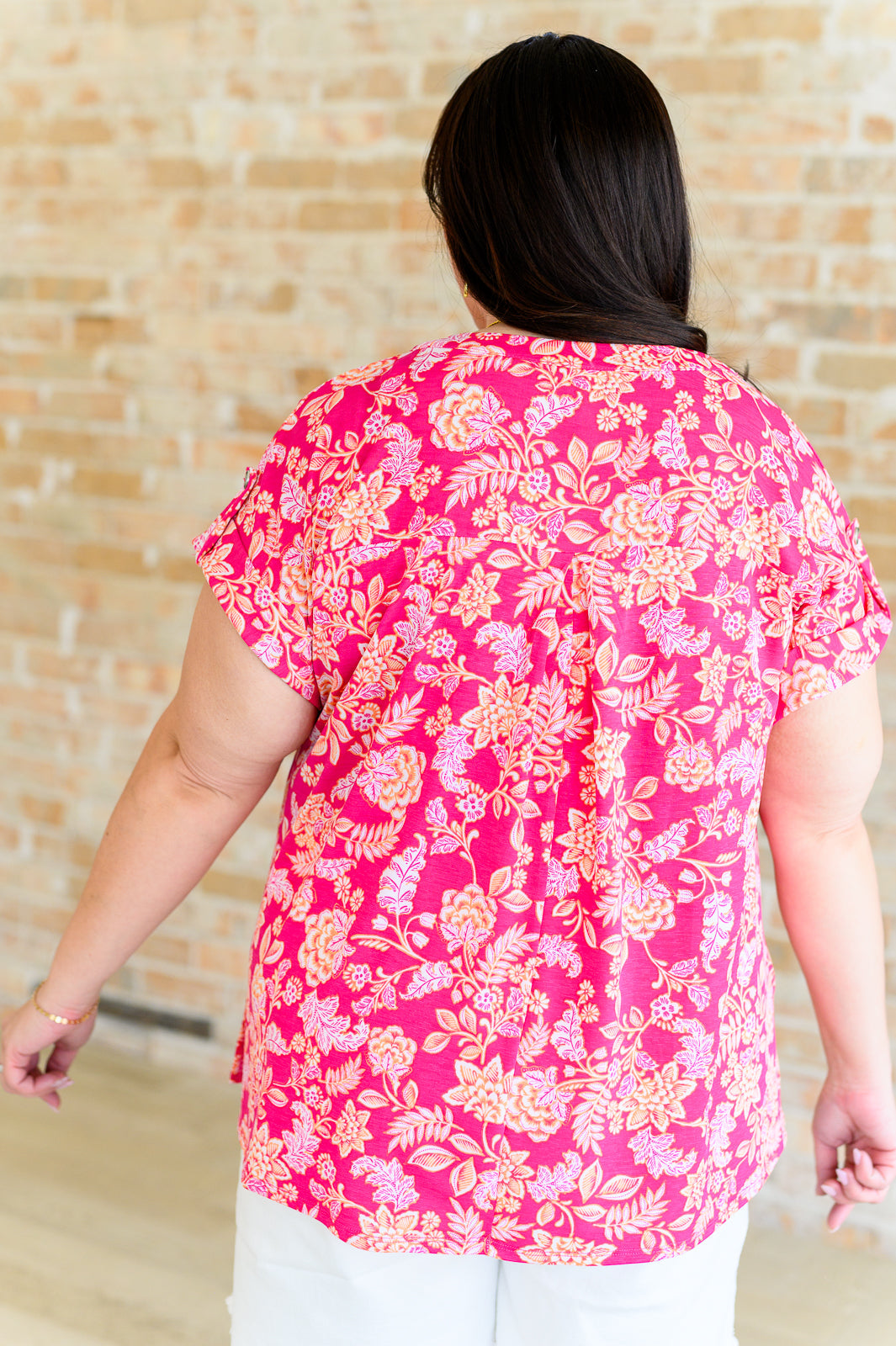 BeautybyShree Lizzy Cap Sleeve Top in Pink and Peach Floral