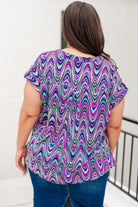 BeautybyShree Lizzy Cap Sleeve Top in Purple Multi Marble