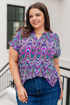 BeautybyShree Lizzy Cap Sleeve Top in Purple Multi Marble