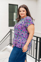 BeautybyShree Lizzy Cap Sleeve Top in Purple Multi Marble