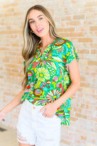 BeautybyShree Lizzy Cap Sleeve Top in Retro Green Floral