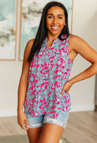 BeautybyShree Lizzy Tank Top in Pink and Mint Paisley