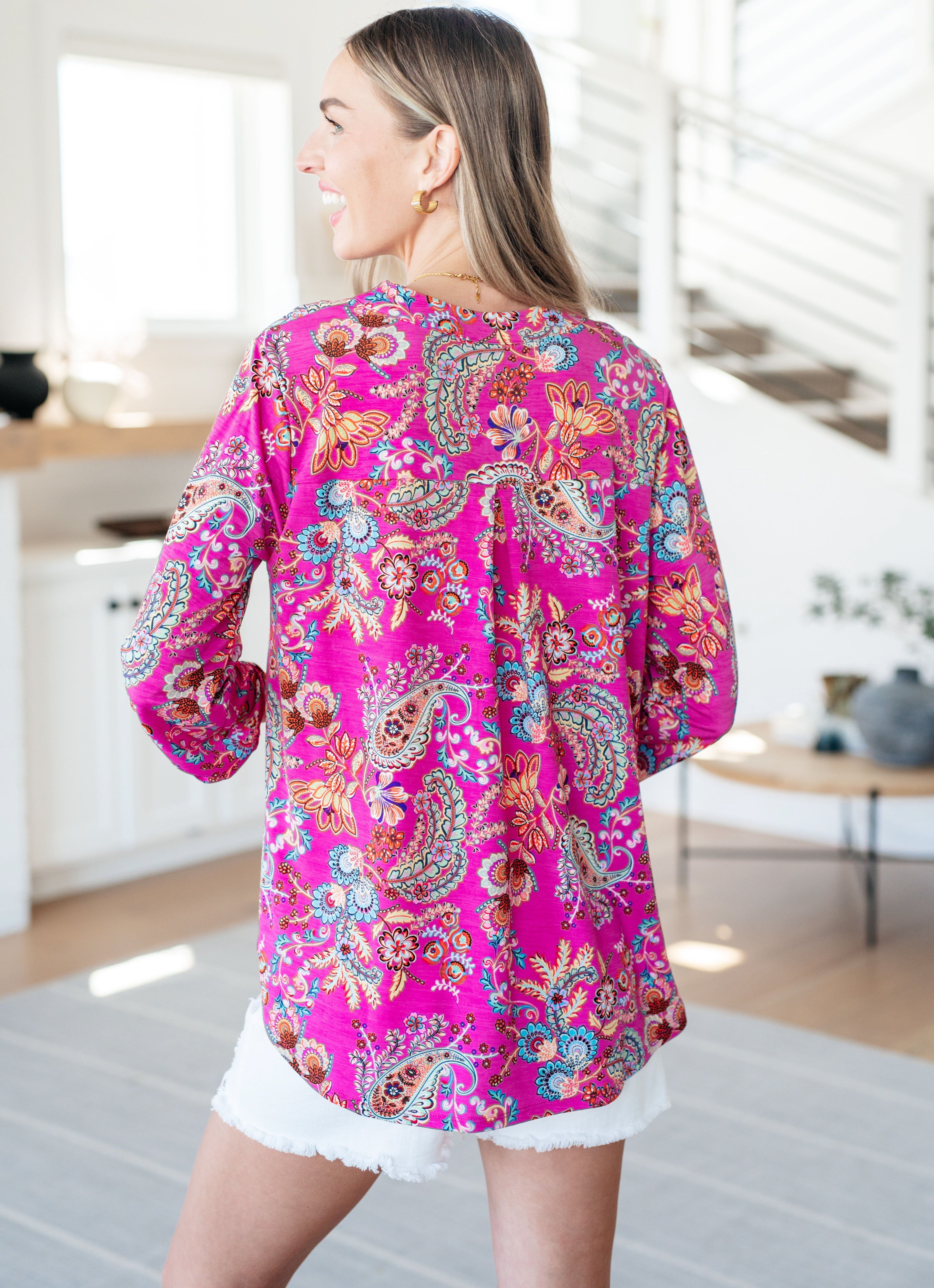 BeautybyShree Lizzy Top in Magenta Floral Paisley