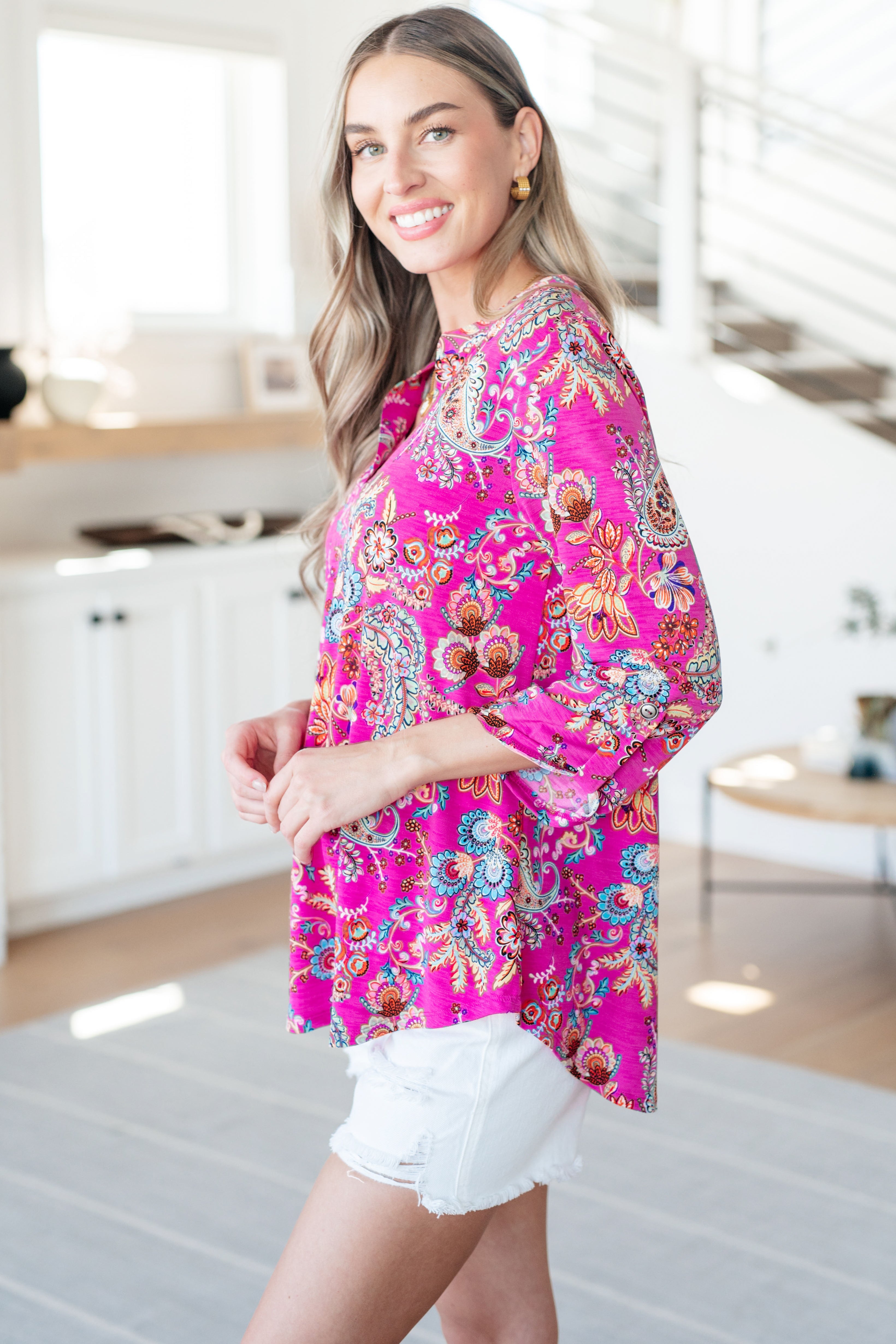 BeautybyShree Lizzy Top in Magenta Floral Paisley