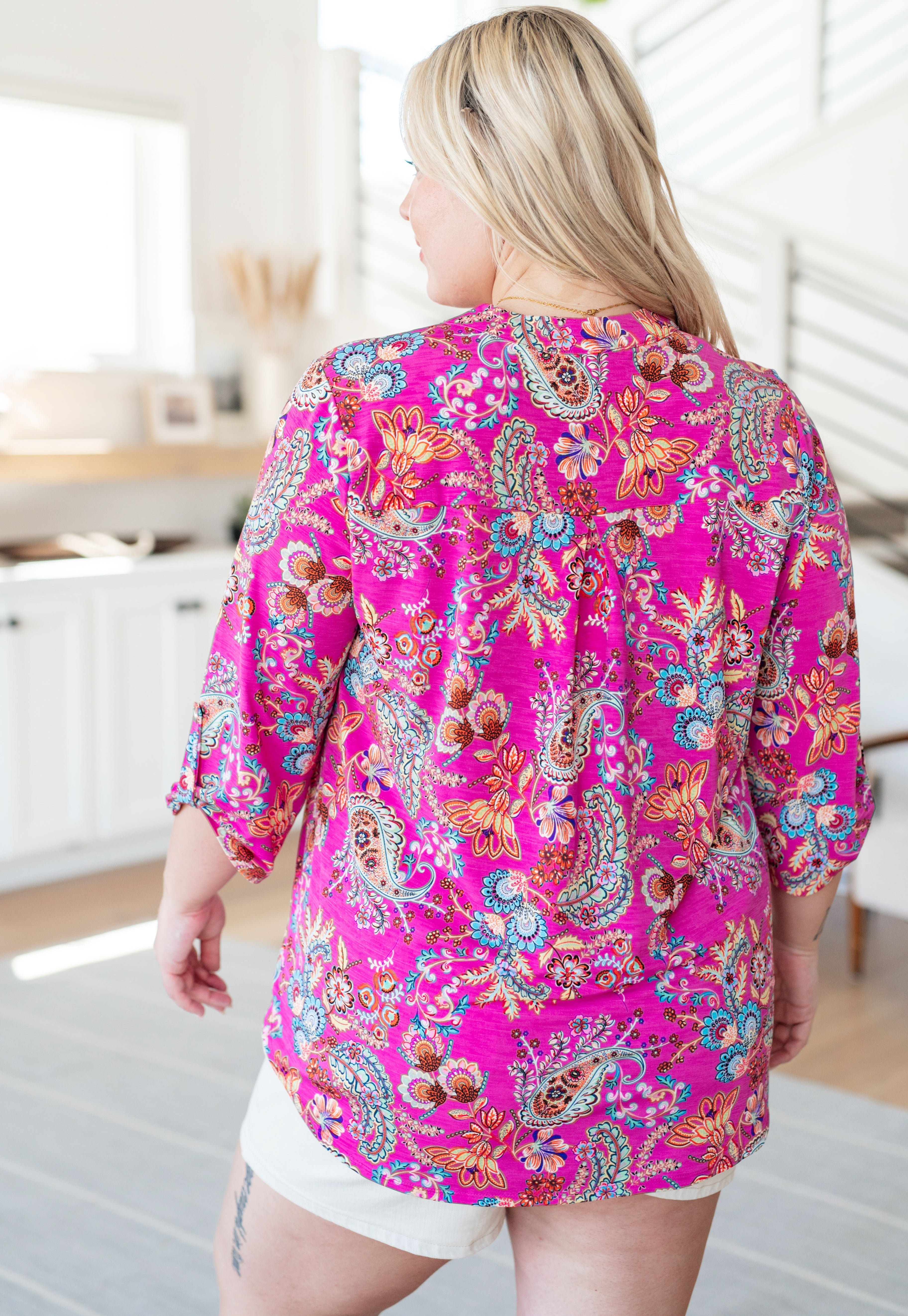 BeautybyShree Lizzy Top in Magenta Floral Paisley