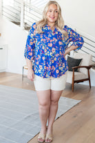 BeautybyShree Lizzy Top in Royal and Blush Floral